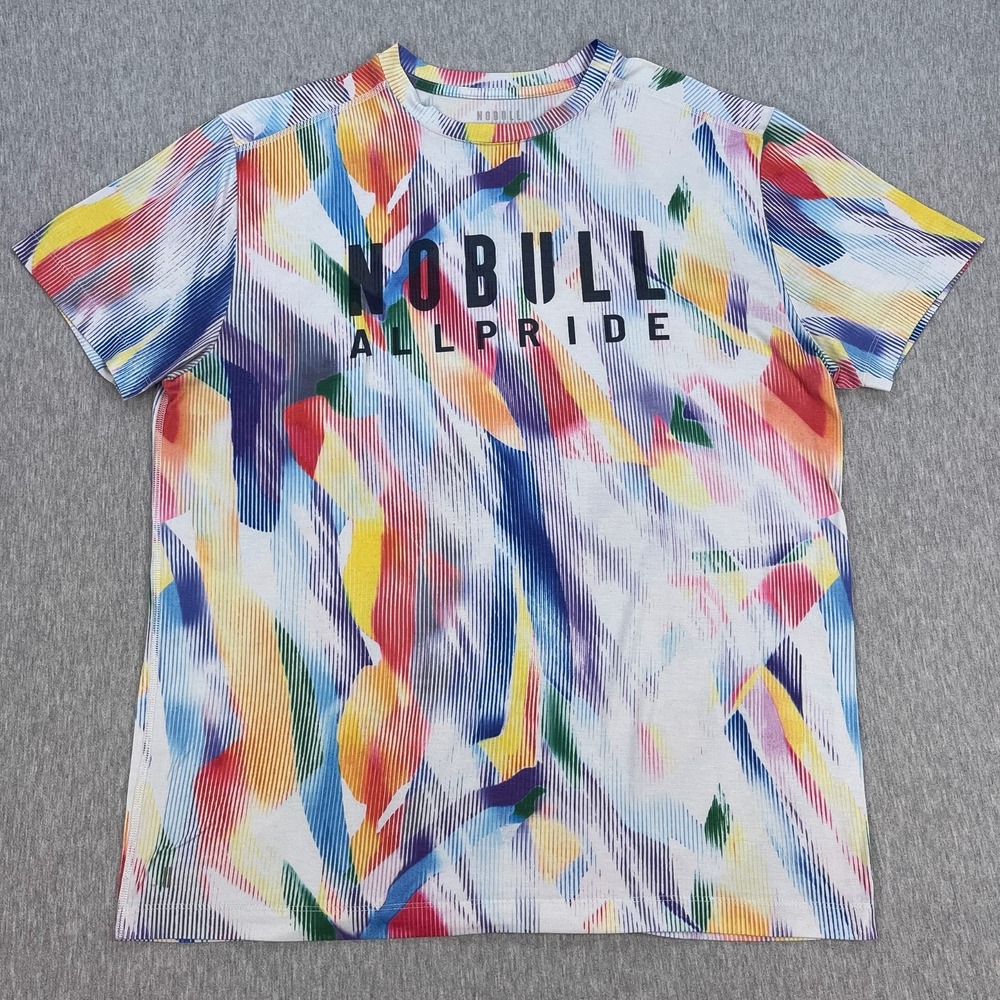 NOBULL All Pride T-Shirt Mens XL Abstract Rainbow Stretch Lightweight LGBTQ+